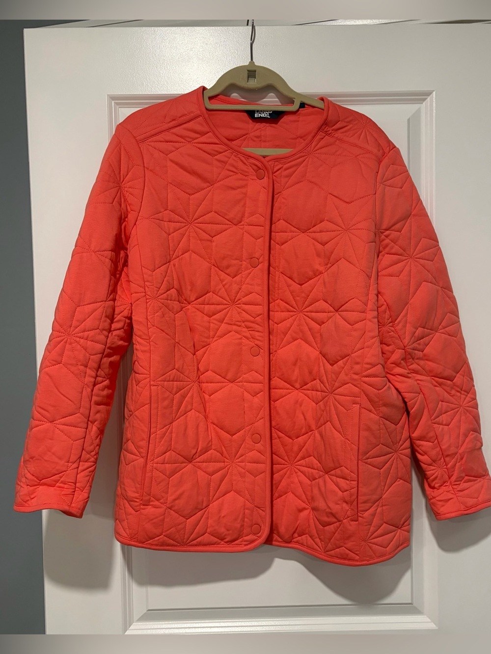 Lands End Women’s Quilted Long Sleeve Jacket - Coral With Primasoft Insulation